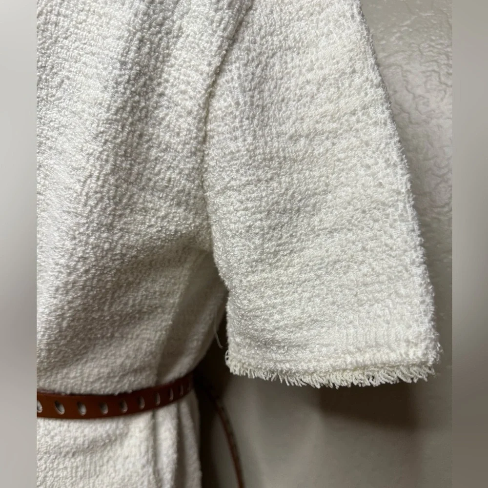 Zara Ivory Structured Jacquard Mini Dress with Raw Hem - NWOT - Picture 9 of 16